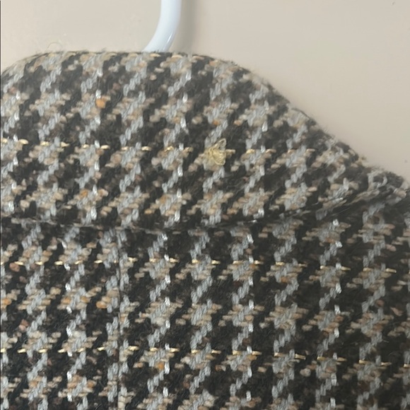 Express Black and White Trench Coat Classic Houndstooth - Picture 8 of 10